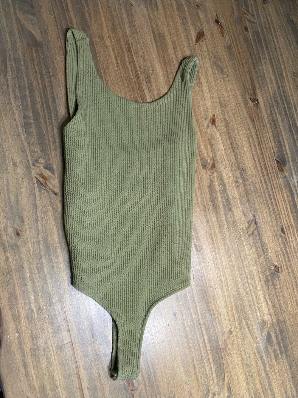 Olive Ribbed Stretch Tank Bodysuit